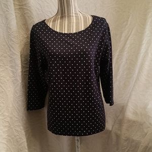 Talbots Petites 3/4 Sleeve Polkadot shirt size LP